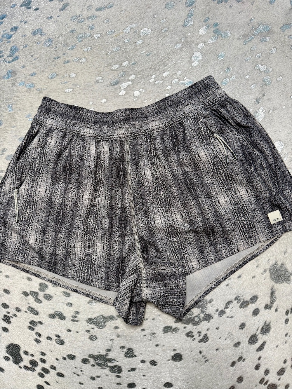 Vuori Black & Gray Patterned Athletic Shorts